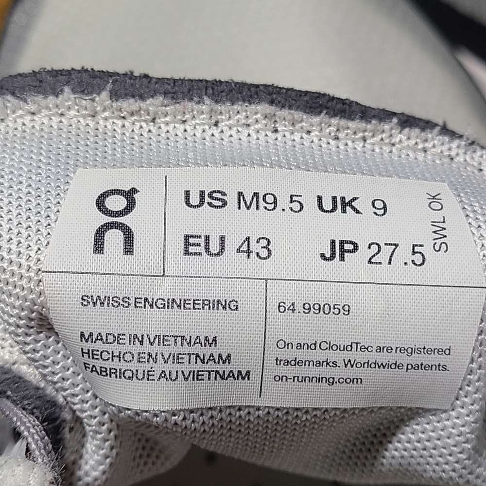 On Cloudvista Running Men's Gray and White Shoes - Picture 8 of 10